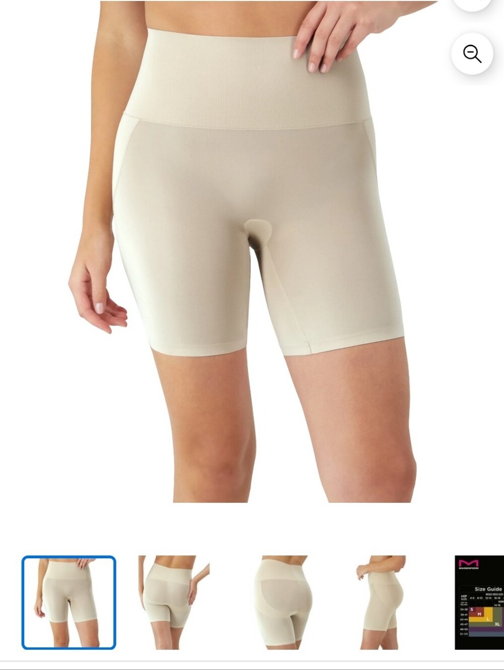Maidenform FLS093 Flexees Tame Your Tummy Booty Lift Shorty Tan Shapers Sz L